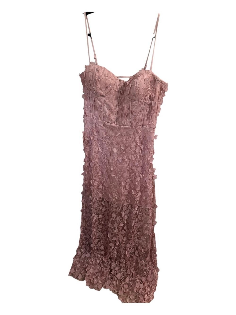 le chateau Dusty Rose Floral Appliqué Maxi Dress